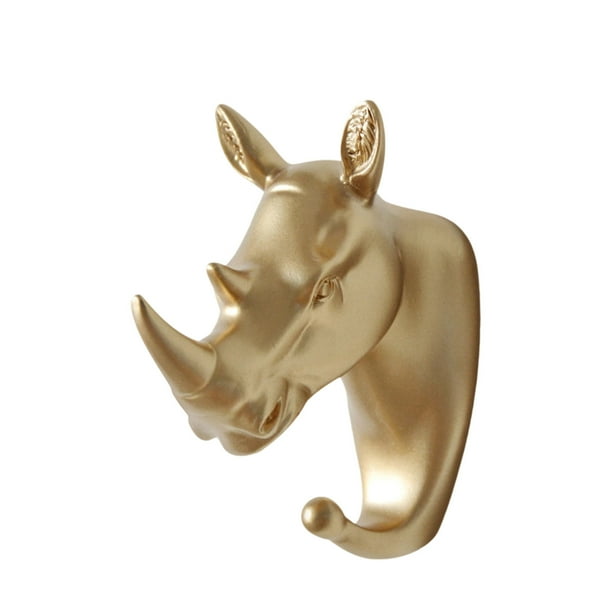 Decoraciones de Pared para la Sala de Estar Animales de Oro Gancho de Pared Animales Decorativos de Montaje de Pared Colgante de Abrigo Hermosa Escultura 16.5x16x6.5cm Plástico de Oro para la Sala de