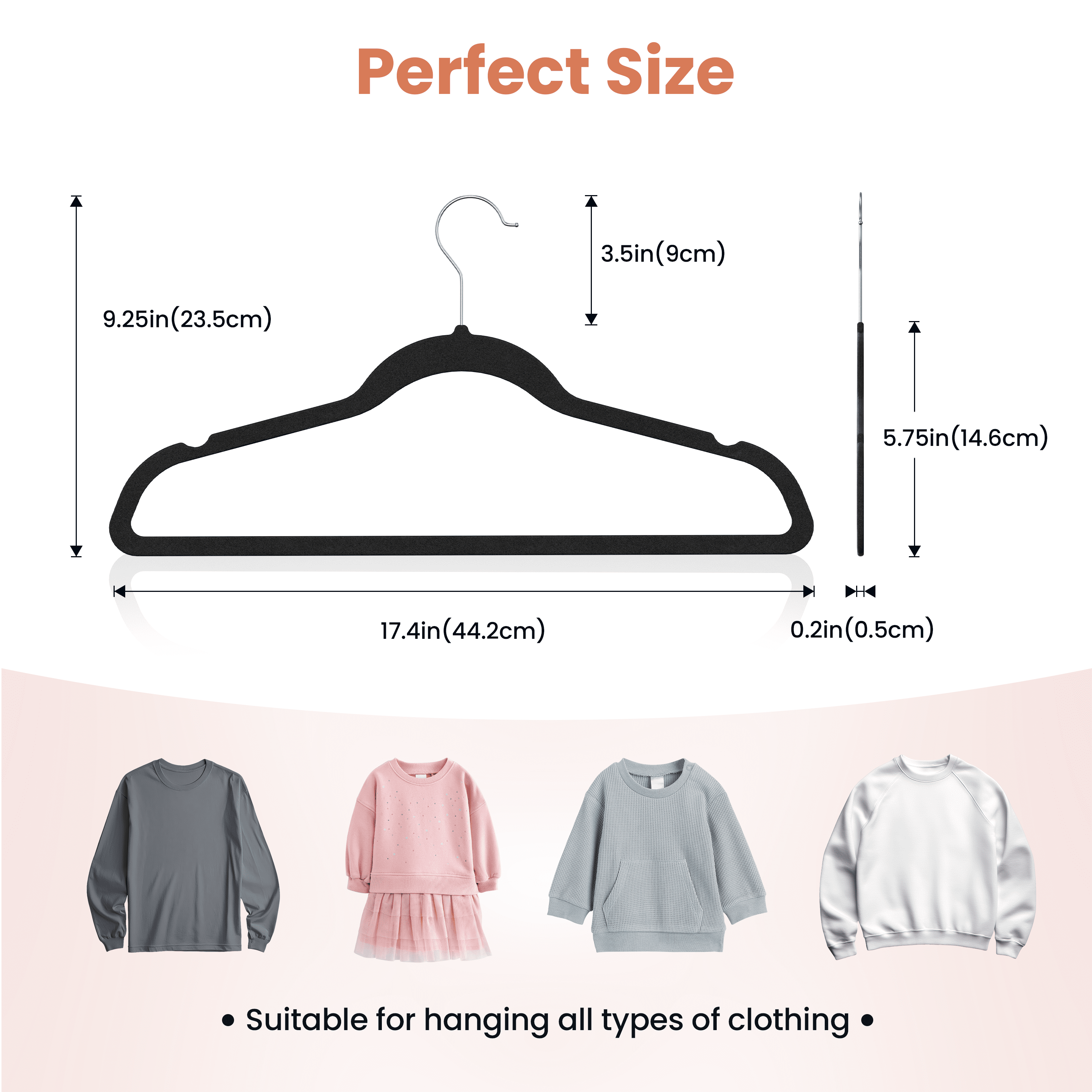 Simple Deluxe 70 Pack Velvet Hangers, Non-Slip Clothes Hangers with Shoulder Notches, 360° Swivel Hooks, Heavy Duty Coat Suit Hangers for Closet Space Saving, Black