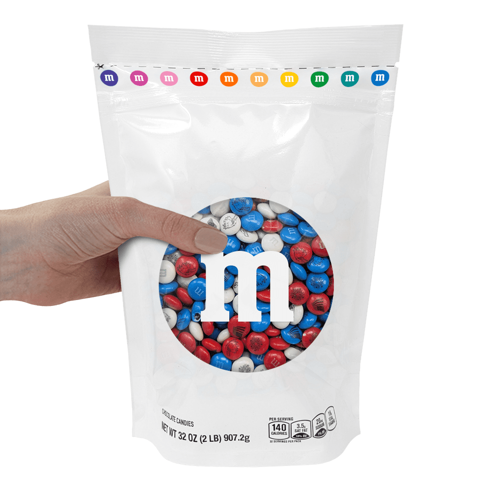 M&M'S USA Patriotic Red, White & Blue Milk Chocolate Candy, 2 lb Resealable Bulk Bag