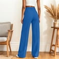 thumbnail image 4 of Dress Pants Women Straight Leg Business Casual Pants Elastic Waist Work Trousers office Slacks with Pockets Blue XL(XL), 4 of 5