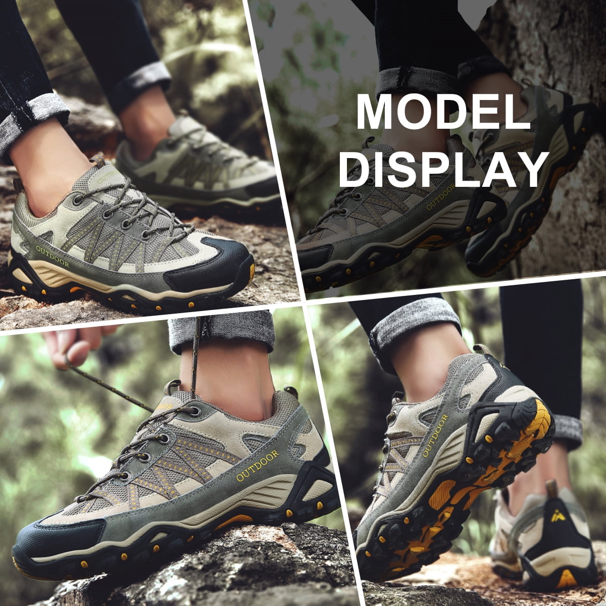 AUXDIQ Hiking Shoes Mens Waterproof Mountain Trekking Shoes Women Breathable Walking Shoes Outdoor Sports Running Camping Climbing