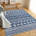 thumbnail image 3 of EastVita Area Rugs Carpets Washable Area Rug,Geometric Bohemian Living Room Rugs for Kitchen Bedroom blue 5*7ft, 3 of 7