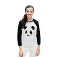 thumbnail image 2 of Thread Tank Panda Face Unisex 3/4 Sleeves Baseball Raglan White Black Small, 2 of 4