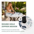 thumbnail image 5 of Round Outdoor Tablecloth with Umbrella Hole and Zipper, Navy Blue Ombre Botanical Fitted Table Cover with Elastic Edge for 36-44 Inch, Watercolor Pastoral Leaf Rustic Waterproof Patio Tablecoths, 5 of 9