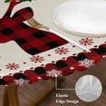 thumbnail image 4 of Red Christmas Elk Table Cloth, Round Fitted Tablecloths with Elastic Edge, Xmas Snowflake Botanical Berry Wipeable Waterproof Table Cover for Kitchen Wedding 45-54 Inches, 4 of 4