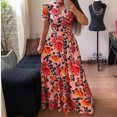 thumbnail image 2 of Ichuanyi Woman Dress, Summer Fashion Women Casual O-Neck Short Sleeve Bandage Summer Printing Sashes Dress, 2 of 6