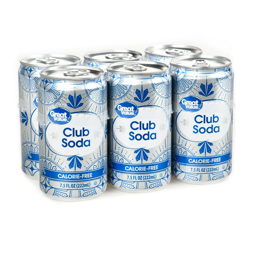 Great Value Club Soda, 7.5 oz, 6 Count
