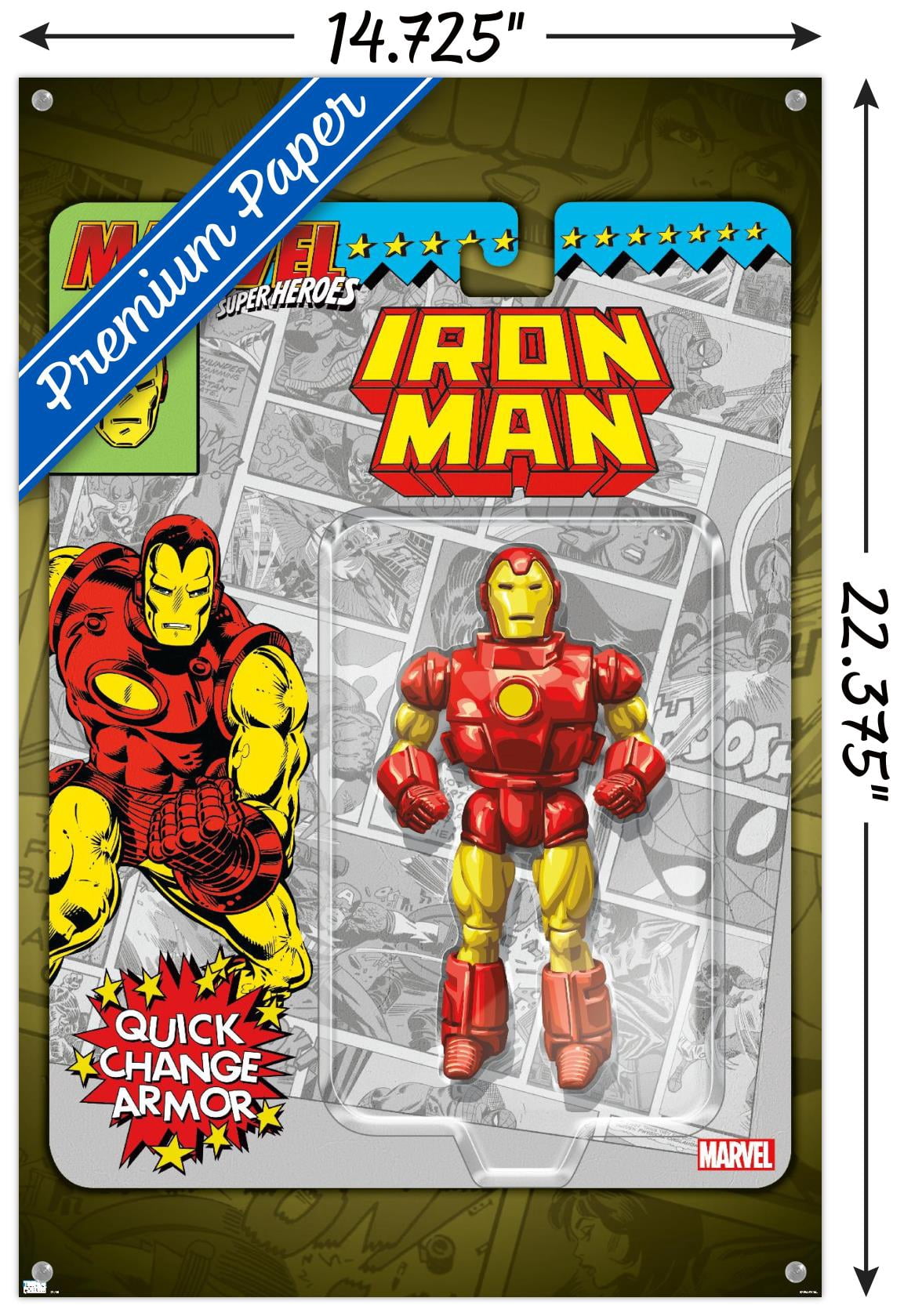 Marvel Toy Vault - Iron Man Wall Poster with Push Pins, 14.725" x 22.375"