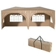thumbnail image 3 of 10'x20' Heavy Duty Carport Car Pop Up Canopy Garage Outdoor Boat Shelter Party Tent with Sidewalls and Rollable Windows Beige, 3 of 8