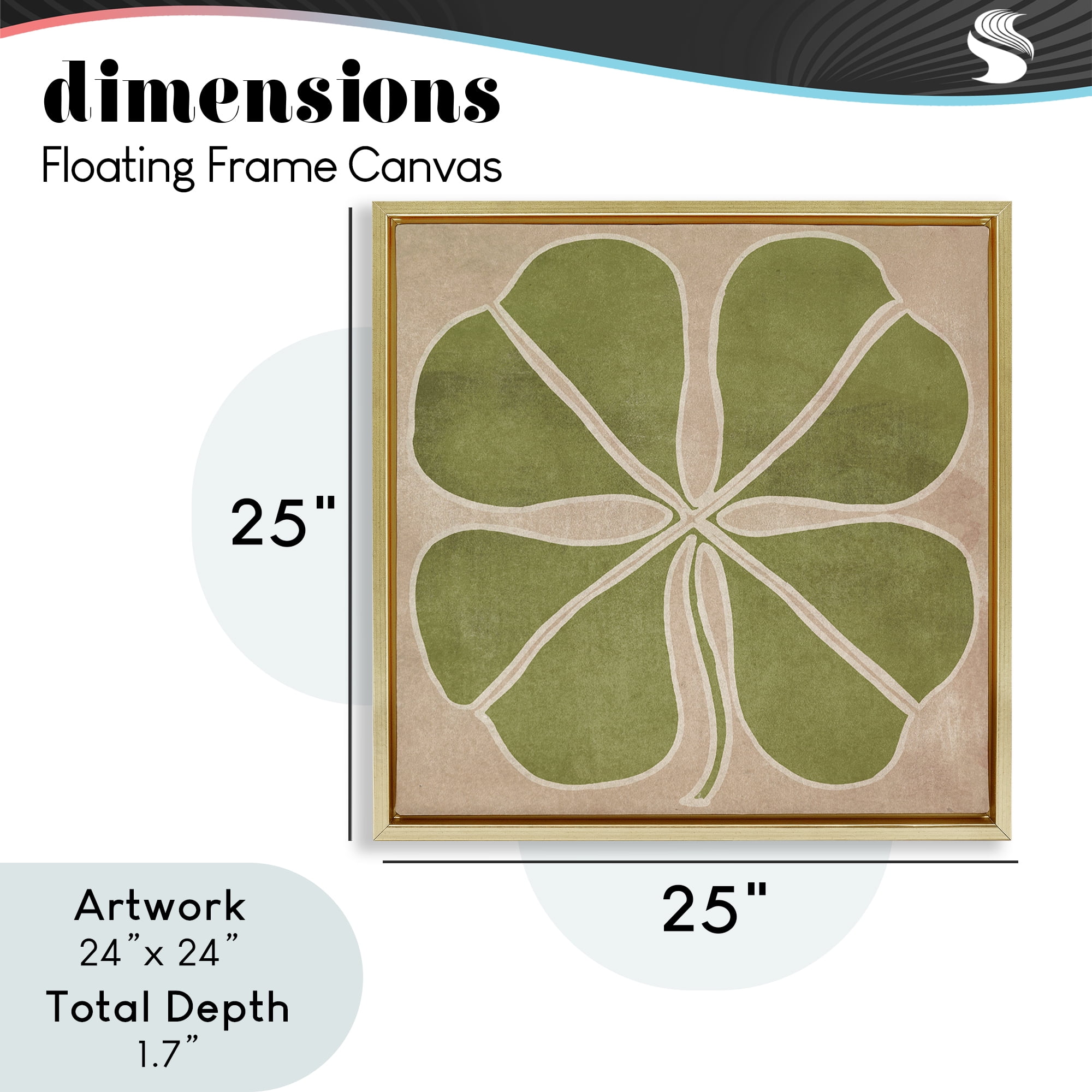 Neutral Symmetrical Clover Gold Framed Floater Canvas Wall Art, design by June Erica Vess