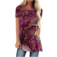 thumbnail image 2 of zanvin T-Shirt pour Femmes Décontracté à Manches Courtes Long Tee Surdimensionné Hauts Tunique d'Été Blouse à Col Rond, 2 of 5