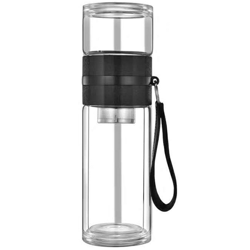 Double Deck Glass Water Bottle Tea and Water Separation Tea Bottle with