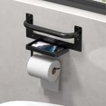 thumbnail image 2 of Porta Rollos Papel de Baño, Portarrollos Papel de Baño con Soporte de Teléfono, Estable, Portarrollos para Papel Higiénico con Pasamanos de Seguridad Montado La pared, Negro, 2 of 4