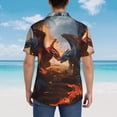 thumbnail image 5 of Cauagu Lava Dragon Print Hawaiian Shirt for Men,Casual Short Sleeve Button Down Shirts Summer Beach Men's Regular-Fit Short-Sleeve Print Shirt -X-Large, 5 of 6