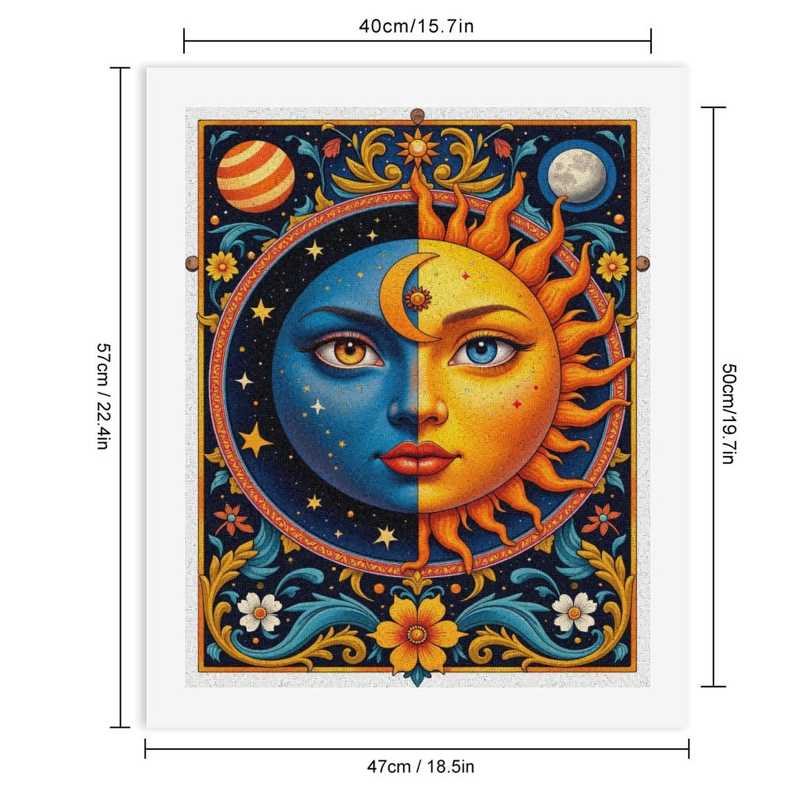Paint By Numbers Kit for Adults Beginner - DIY Sun Moon Celestial Art Face Canvas Painting Kits for Adults, Frameless Paint By Number for Adults for Home Wall Decor 16x20 Inch