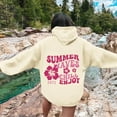 thumbnail image 2 of Blouses for Women Dressy Casual Long Sleeve Winter Loose Fit Hooded Mitten Cold Shoulder Drawstring Floral Leisure Sweatshirt Letters Loose Fit Hooded Sweatshirts Long Sleeves Pockets Pullovers, 2 of 6