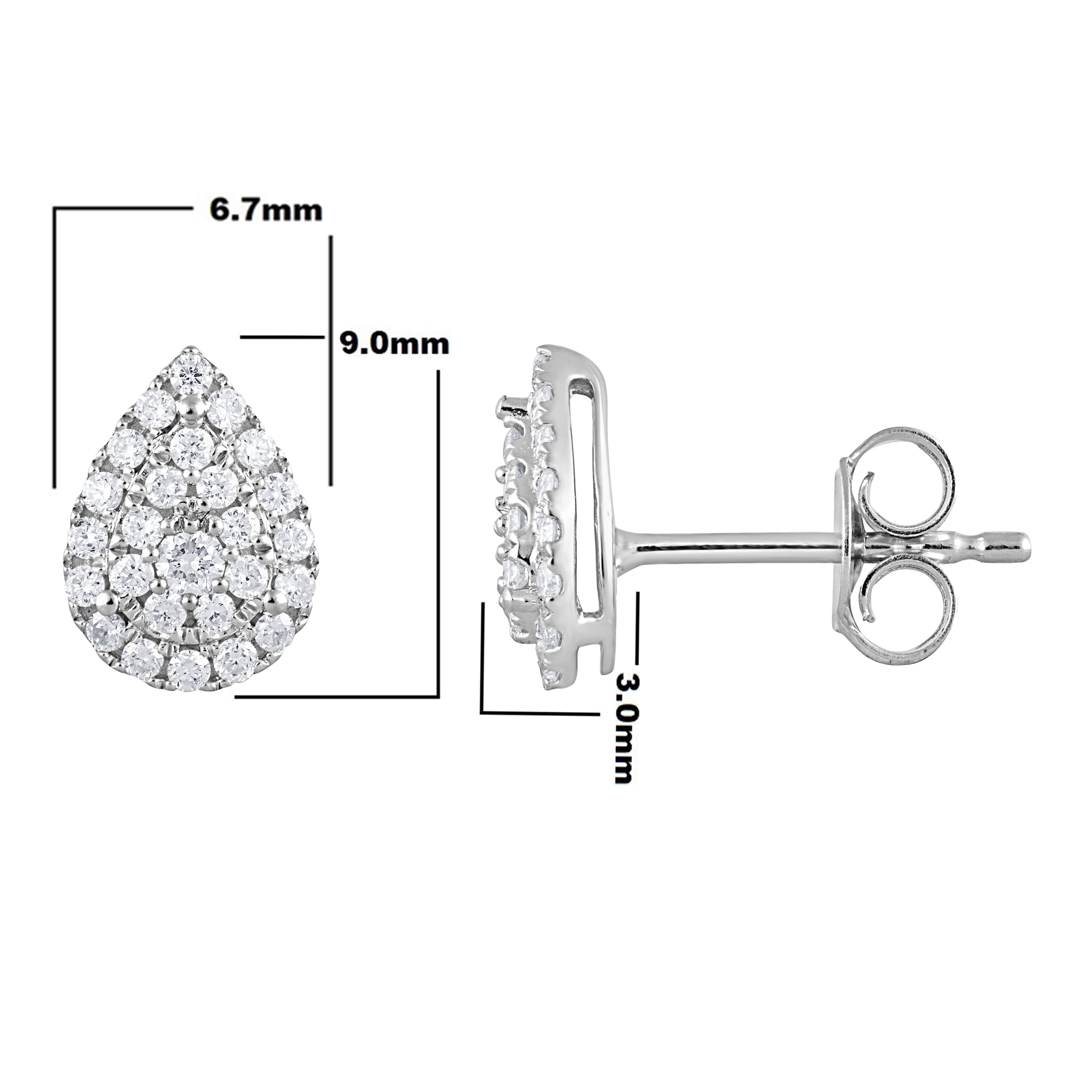 Unique Moments 1/3 Ct Round Lab Grown Pear Shape Stud Earring in Silver for Women (H-I, SI-I1)