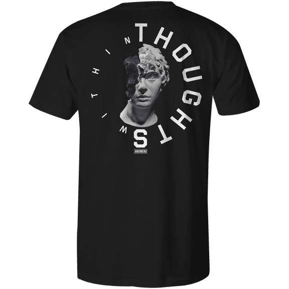 Anenberg, Thoughts Within Classic American Made Mens Black Crew Neck Tee Shirt