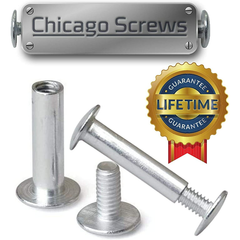 100 Pack of Silver Aluminum Screw Posts, 32mm Metal Chicago Screw