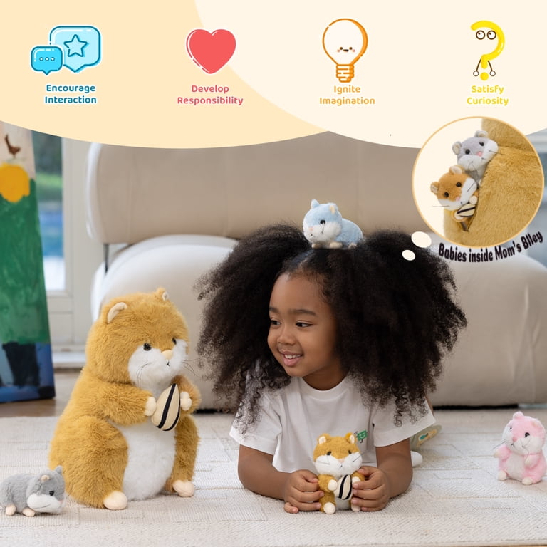 Morismos Hamster Plush Toy Family Set With 4 Babies photo 2