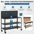 thumbnail image 3 of 32inch Workbench with Pegboard,Heavy Duty Garage Workbench,Steel Garage Workbench with Hanging Kits and 2-Tier Storage Shelves,for Workshop,Garage,Car Repair Shop, 3 of 6