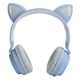 thumbnail image 2 of Auriculares inalámbricos con orejas de gato, luz LED 3D, Bluetooth 5.0, plegables, con micrófono, color gris y azul., 2 of 14