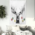 thumbnail image 4 of Moose Tapestry, Christmas Moose with Xmas Ornaments Balls Hanging from Horns Funny Noel Sketch Art, Wall Hanging for Bedroom Living Room Dorm Decor, 40W X 60L Inches, Multicolor, by Ambesonne, 4 of 5