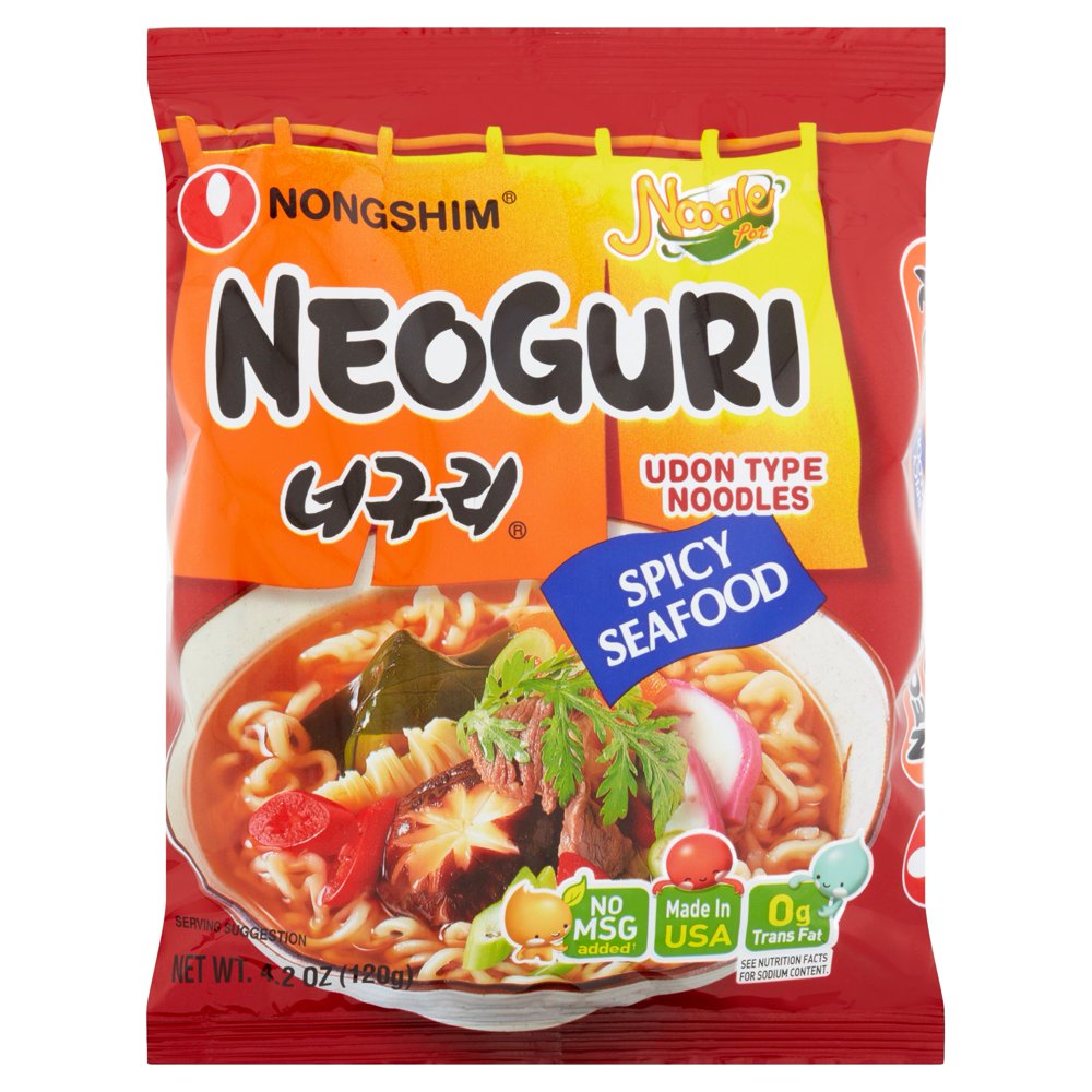 Nong Shim Neoguri Udon Type Noodles Spicy Seafood, 4.2 oz, 10 pack