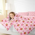 thumbnail image 4 of Manfei Kawaii Fruit Strawberry Queen Comforter Set for Girls, Cute Princess Bowknot Bedding Sets, Cartoon Love Heart Reversible Bedding Comforter Set, Breathable Home Decor, 3pcs, 4 of 8