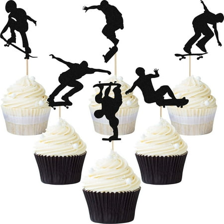60 Pieces Skateboard Cupcake Topper Skateboarding Cake Topper Sport Cake Decoration For Sport Themed Bacheloretter Birthday Wedding Party Supply Walmart Canada