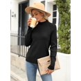 thumbnail image 3 of Womens Ribbed Mock Neck Batwing Sleeve Sweater Knitted Pullover Sweaters, 3 of 7