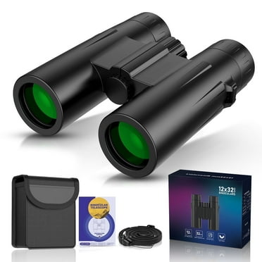 Binoculars for Adults Kids, 12x32 Binoculars BAK4 FMC Compact Binoculars Waterproof Portable for Sport Game Watching, Bird Watching, Hunting