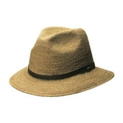 Scala Men's Tulum Fine Crotcheted Raffia Straw Fiber Gambler Fedora Hat