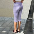 thumbnail image 7 of Minjewel Pants for Women - Floral Print Pleated Cropped Yoga Pants - Breathable Summer Bottoms Capri Pants for Women,Purple S, 7 of 7