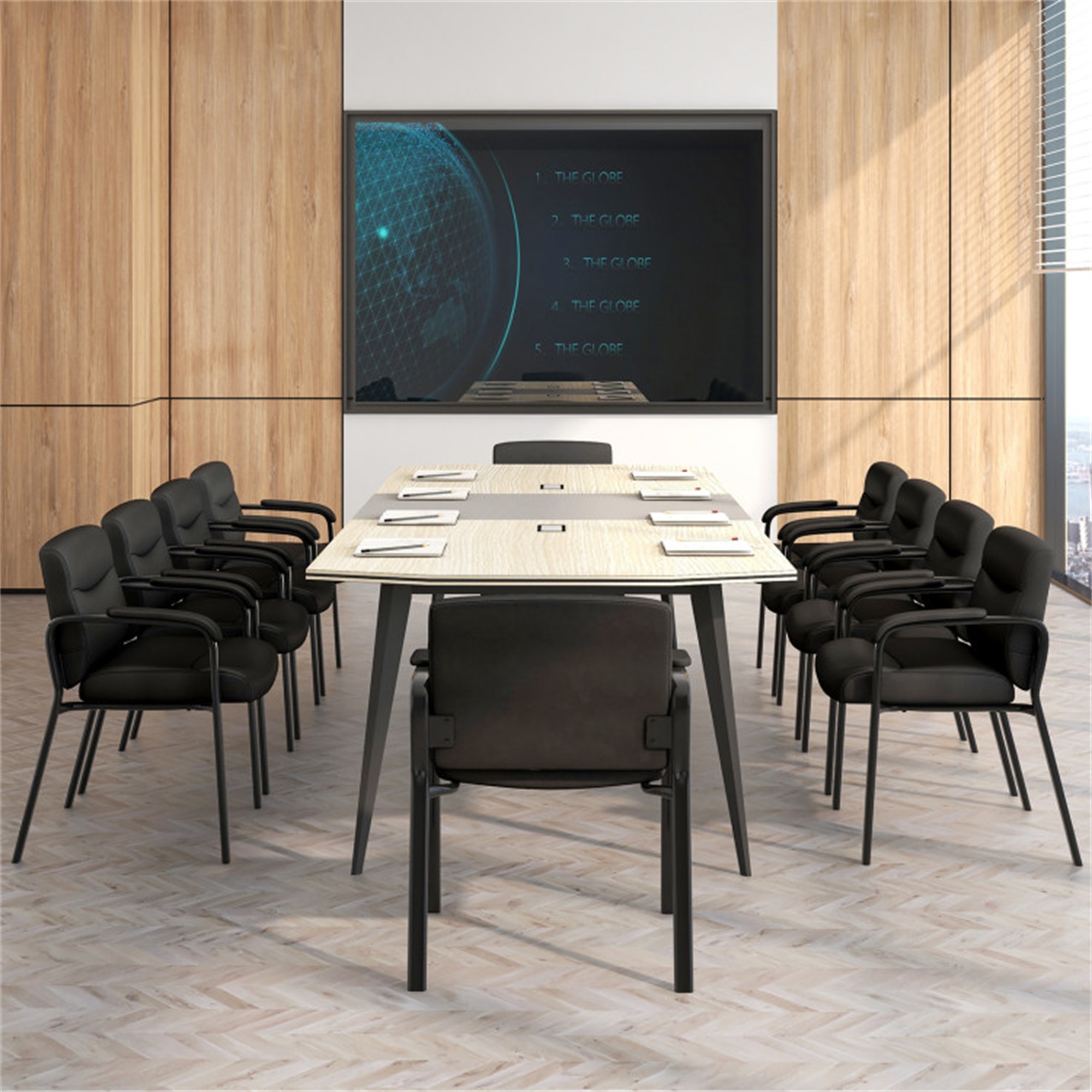 Demi Bonn Set of 2 Waiting Room Chair No Wheels, Work Computer Desk Chair for Home, Bedroom, Study, Black