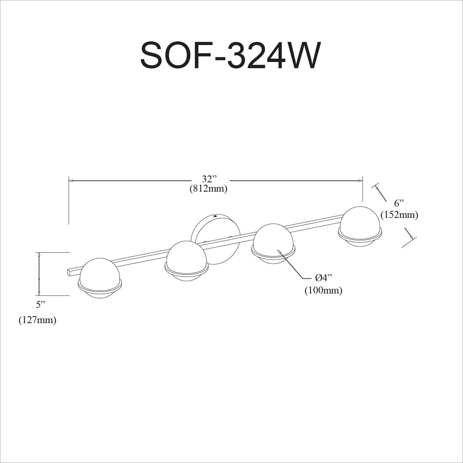 Dainolite SOF-324W-MB Matte Black Vanity Lighting