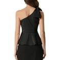 thumbnail image 3 of MODA NOVA One Shoulder Top for Juniors Bow Ruffled Peplum Top, 3 of 5