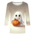 thumbnail image 3 of aohooy Funny Womens Halloween Shirt Three Quarter Sleeve Plus Size Graphic T-Shirts Holiday Festivel Party Crewneck Tunic Tops Multicolor,XL, 3 of 4