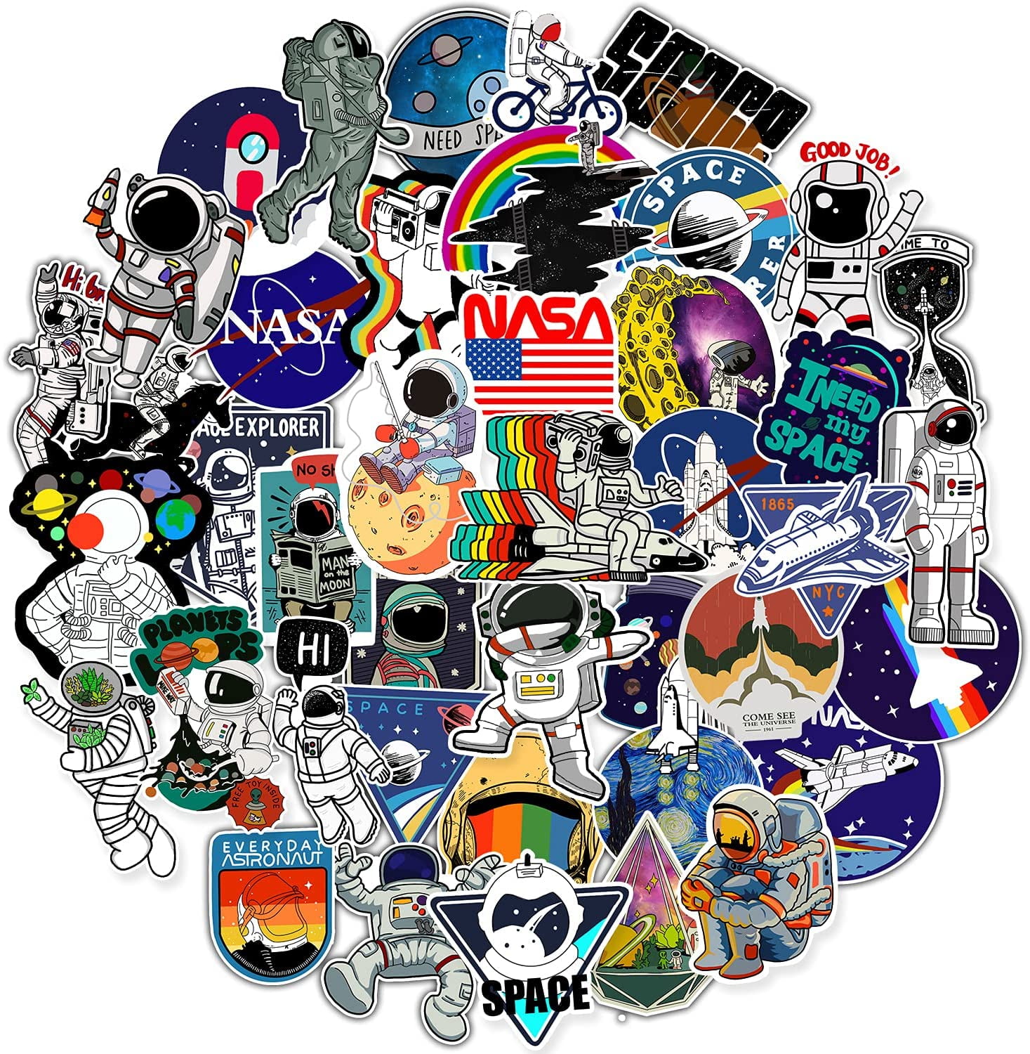 50 pcs NASA Space Stickers for Water Bottle Laptop ,Waterproof Vinyl  Stickers Pack, Space Theme Gifts for Adults Teens Boys Stickers for Ipad  MacBook Skateboard Decals - Walmart.com