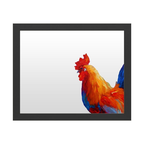 Dry Erase Marker Board with Printed Artwork - Marion Rose 'Rooster Bob 1' White Board - Ready to Hang