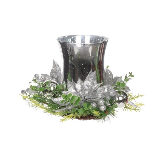 Christmas 8in Glass Candle Holder