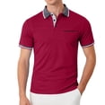 thumbnail image 2 of Fabrcox Men's Short Sleeve Polo Shirts Lapel Button Up Mens Golf Shirt Color Block Workout Big and Tall Men's Shirts with Pocket, 2 of 6