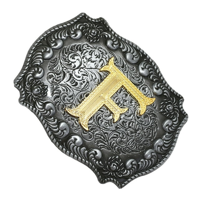 Western Cowboy Golden Initial Letter A-Z Metal Belt Buckle Belt Buckle Men's Accessory F