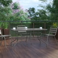 thumbnail image 4 of BizChair 31.5" x 55" Silver Rectangular Tempered Glass Metal Table with Umbrella Hole, 4 of 11