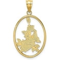 thumbnail image 3 of 14K Yellow Gold Enamel White Butterfly In Oval w/Orange Flowers Charm - 30.7mm, 3 of 6