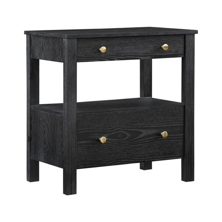 Comfort Pointe Delano 2-Drawer Nightstand, Black Finish, Modern