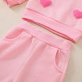 thumbnail image 5 of CPNG Toddler Baby Girls Adorable Heart Embroidery Set Fall Winter Crewneck Long Sleeve Pullover Tops and Sweatpants 2 Pcs Set(Pink,2-3 Years), 5 of 9