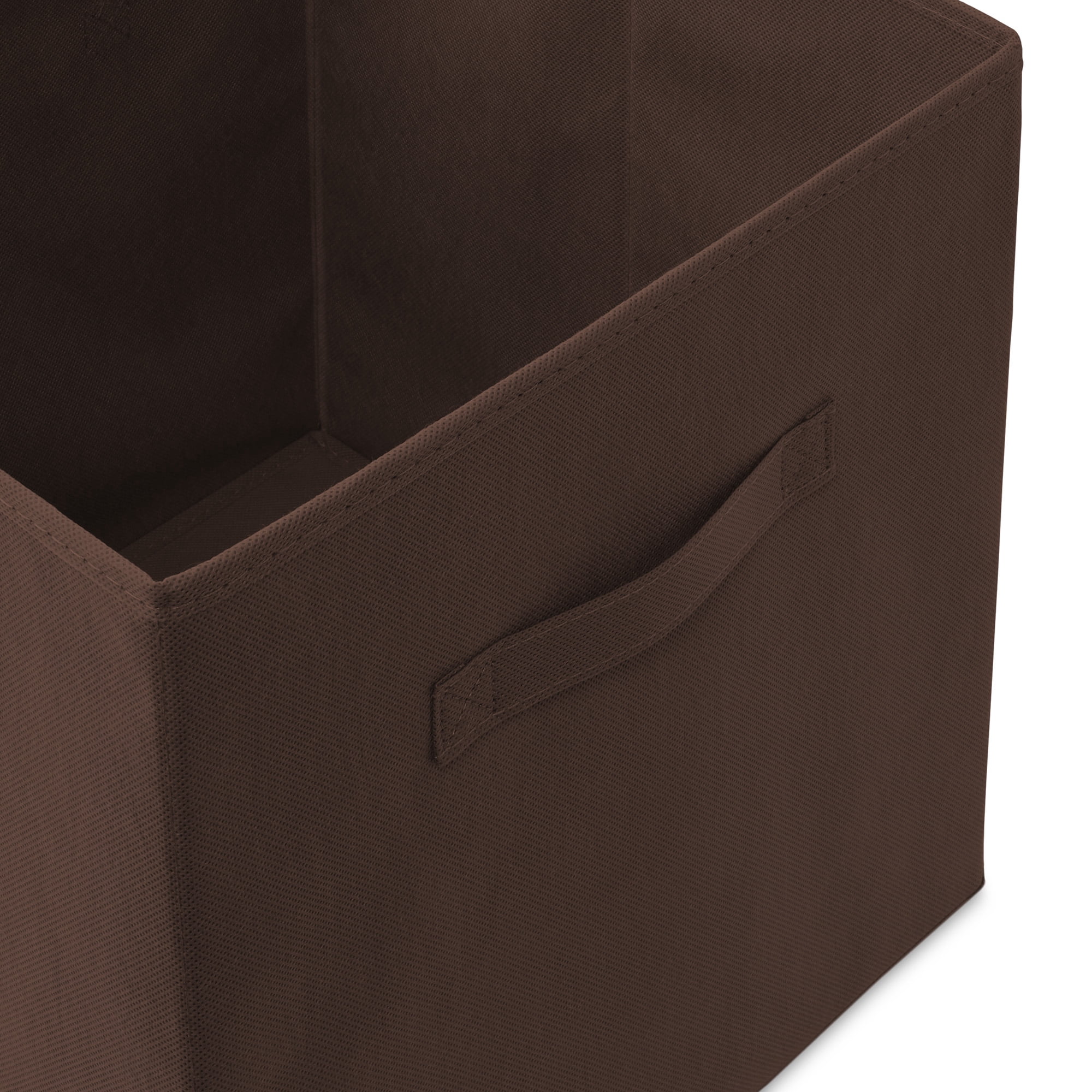 Casafield Set of 6 Fabric Storage Cube Bins, Brown - 13" Collapsible Foldable Cloth Baskets for Shelves and Cubby Organizers