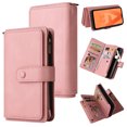 thumbnail image 1 of Zipper Wallet Case for Samsung Galaxy A73 5G, [15 Card Slots] [Zipper Pocket] Luxury PU Leather Flip Folio Cover with [Magnetic] [Wrist Hand Strap] [Kickstand] Skin-Feeling Shockproof Case,Pink, 1 of 10