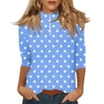 thumbnail image 2 of Zip-Front Polo Top for Women - Casual 3/4 Sleeve Blouse with Collar, Perfect for Golf, Tennis or Active Lifestyle Blue 2XL, 2 of 7